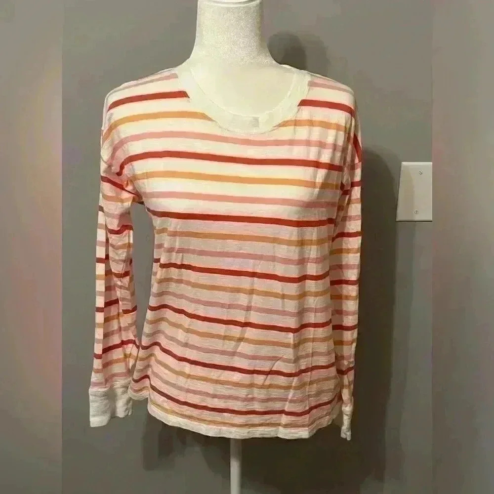J. Crew Long-sleeve striped tee 100% cotton size medium